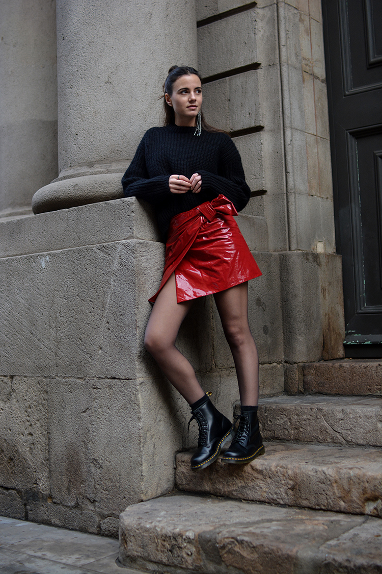 isabel-marant-skirt-fashionvibe-acne-sweater-zina-charkoplia-patent What´s With The Red Patent Skirt?